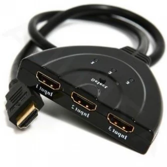 Switch Cable HDMI 3 ports - Gembird  DSW-HDMI-35, HDMI 3 ports, built-in cable, Switches up to 3 HDMI sources to a single monitor, TV set or plasma screen, LED port indicators