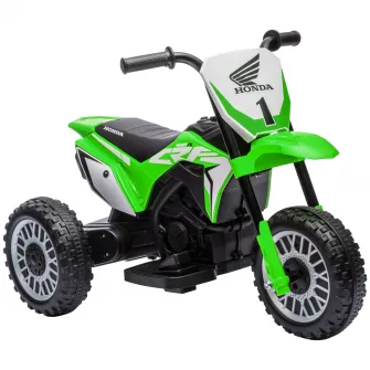 HOMCOM Motocicleta Electrica de 6V pentru Copii Honda CRF450RL cu Licenta, Motocicleta cu 3 Roti pentru Condus cu Claxon, Sunet de Pornire, pentru Varste intre 18-36 Luni - Verde