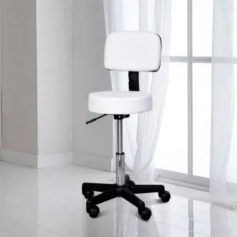 Scaun de bar HOMCOM, Piele ecologica, Inaltime reglabila, Alb