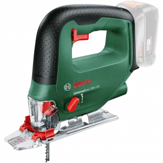 Fierastrau vertical pe acumulator Bosch UniversalSaw 0603011100, 18 V, 2600 curse/min, 100 mm adancime maxima taiere, 2 panze fierastrau, CutControl, protectie aschii, sabot de protectie, capac protectie transparent, fara acumulatpr/incarcator