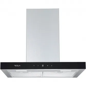 Hota incorporabila decorativa Tesla DC600AXB, T-shape, Putere de absorbtie 630 mc/h, T-shape, Control digital, Afisaj LED, 60 cm, Inox/Sticla neagra