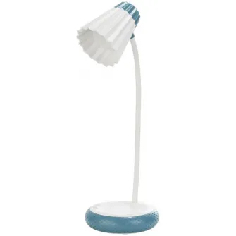 Lampa de birou LED Home H-612, 3W, acumulator 1200mAh, control touch, 3 moduri iluminare, incarcare USB, 36 cm, Albastru