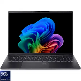 Laptop Acer Swift 16 AI OLED SF16-51-54HU cu procesor Intel® Core™ Ultra 5 226V pana la 4.5GHz, 16'' WQXGA+, OLED, 120Hz, 16GB LPDDR5X RAM, 1TB SSD, Intel® Arc™ Graphics 130V, Windows 11 Home, Ice Black