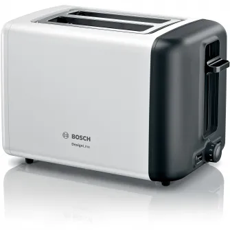 Prajitor de paine Bosch DesignLine TAT3P421, 2 felii, 970W, Alb/ gri