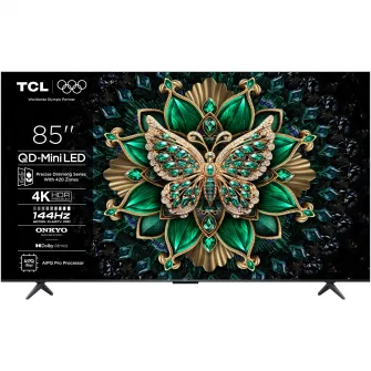 Televizor TCL MiniLed 85C6K, 214 cm, Smart Google TV, 4K Ultra HD, 100Hz, Clasa F (Model 2025)