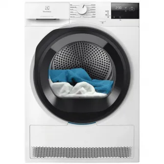 Uscator de rufe Electrolux EW6D285AE, Pompa de caldura, 8 kg, Clasa A+++, Sistem uscare GentleCare + Sensicare, Motor Inverter, Usa reversibila, Alb