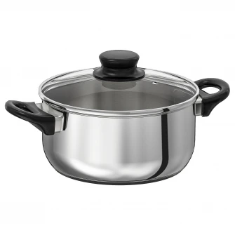 IKEA ANNONS Oala cu capac, sticla/inox, 2.8 l
