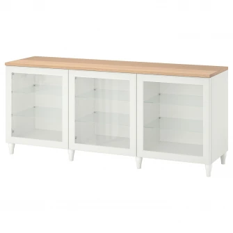 IKEA BESTÅ Ansamblu depozitare cu usi, alb/Ostvik/Kabbarp stc a tr, 180x42x76 cm