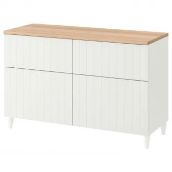 IKEA BESTÅ Ansamblu depozitare cu usi/sertare, alb/Sutterviken/Kabbarp alb, 120x42x76 cm