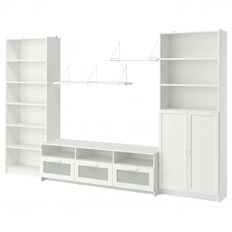 IKEA BILLY / BRIMNES Ansamblu depozitare TV, alb, 340x41x202 cm