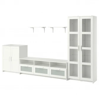 IKEA BRIMNES / BURHULT Ansamblu depozitare TV, alb, 338x41x190 cm