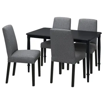 IKEA DANDERYD / BERGMUND Masa + 4 scaune, negru/Gunnared, gri mediu, 130 cm