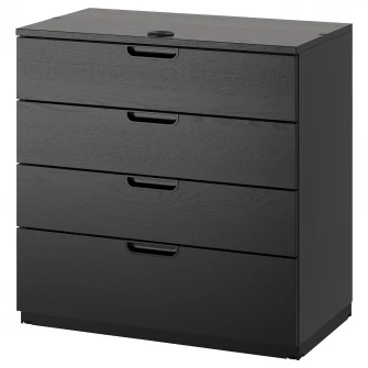 IKEA GALANT Comoda, furnir frasin vopsit negru, 80x80 cm