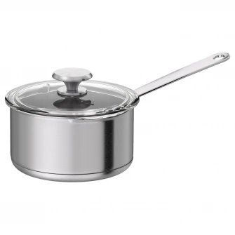 IKEA HEMKOMST Cratita cu capac, inox/sticla, 2 l