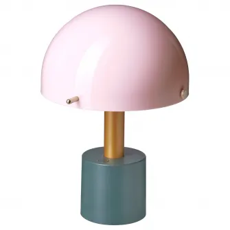 IKEA NÖDMAST Lampa LED portabila, cu baterii, roz deschis/gri inchis-verde, 26 cm