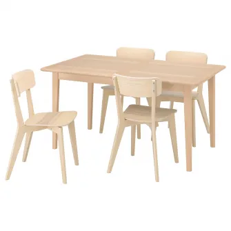 IKEA SKANSNÄS / LISABO Masa + 4 scaune, fag deshis furnir/frasin, 150/205 cm