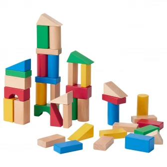 IKEA UNDERHÅLLA Set de construit din lemn, 40 piese, multicolor