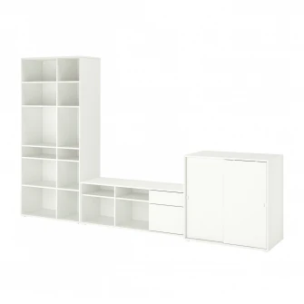 IKEA VIHALS Ansamblu depozitare/TV, alb, 337x47x200 cm