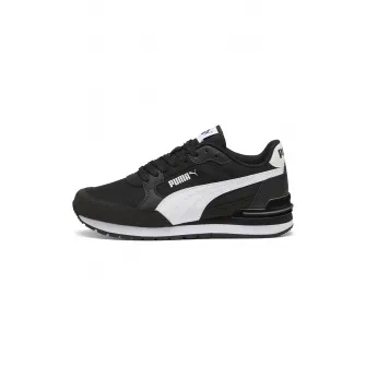 Puma, Pantofi sport din piele ecologica cu insertii din material textil ST Runner v4 NL, Alb, Negru, 35.5 EU