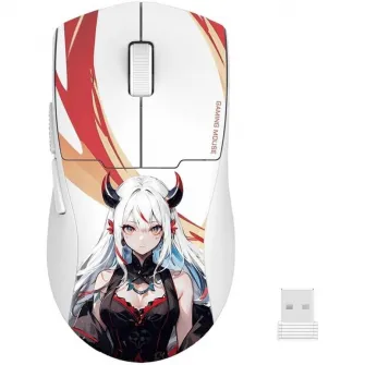 Mouse gaming wireless/cu fir Redragon K1ng Max, 26000 DPI, senzor optic Pixart PAW3395, Anime, Alb