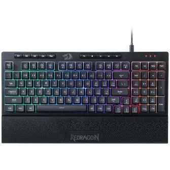 Tastatura gaming cu fir Redragon Shiva, Iluminare RGB, Membrana, Negru