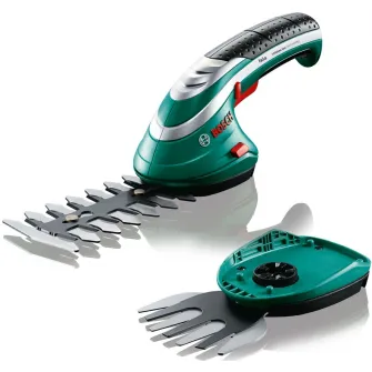 Foarfeca pentru arbusti/iarba pe acumulator Bosch Isio 3 0600833108, 3.6 V, 1.5 Ah,lama iarba 8 cm, lama arbusti 12 cm,contine incarcator + acumulator