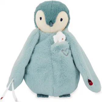 Jucarie de plus Kaloo - Pinguin, cu batista, verde, 20 cm