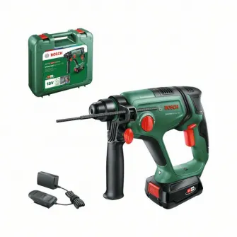Ciocan rotopercutor cu acumulator Bosch UniversalHammer 06039D6002, 18 V, 2000 RPM, 2 J, mandrina universala SDS plus, limitator adancime, 1 acumulator 2,5 Ah, incarcator, geanta