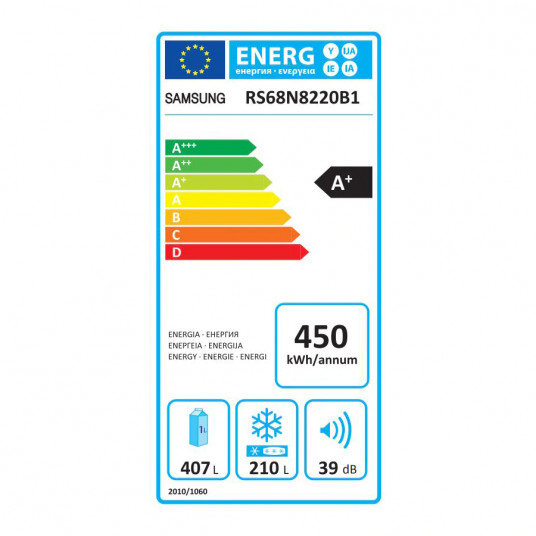 Side by side Samsung RS68N8220B1/EF, 617 l, Clasa A+, Full NoFrost, Twin Cooling, Compresor Digital