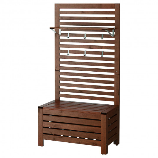 Ikea Applaro Banca Panou Perete Polita Ext Vopsit Maro 80x44x158 Cm