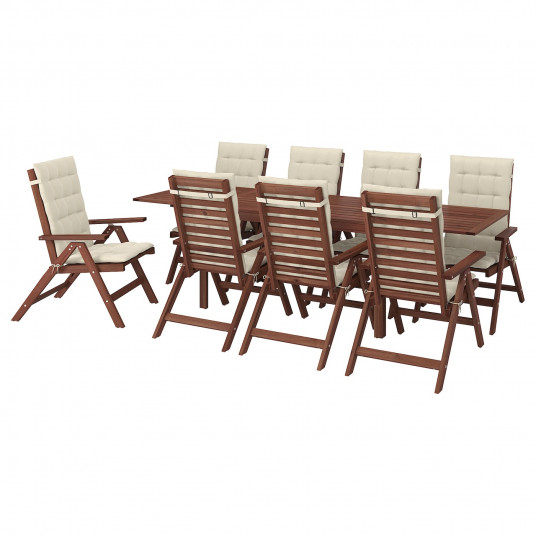Ikea Applaro Masa 8 Scaune Pliante Exterior Vopsit Maro Hallo Bej
