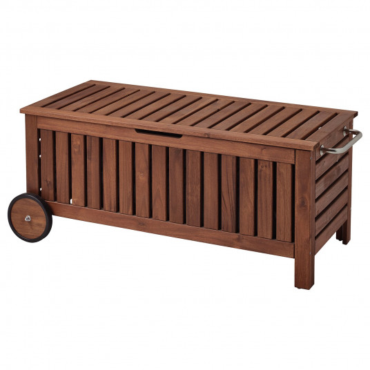 Ikea Applaro Tostero Banca Spatiu Depozitare Exterior Vopsit Maro 128x57x55 Cm