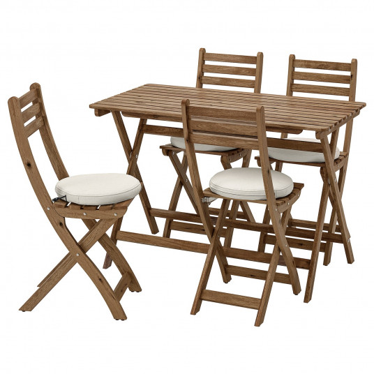 Ikea Askholmen Masa 4 Scaune Pliante Exterior Vopsit Gri Maro