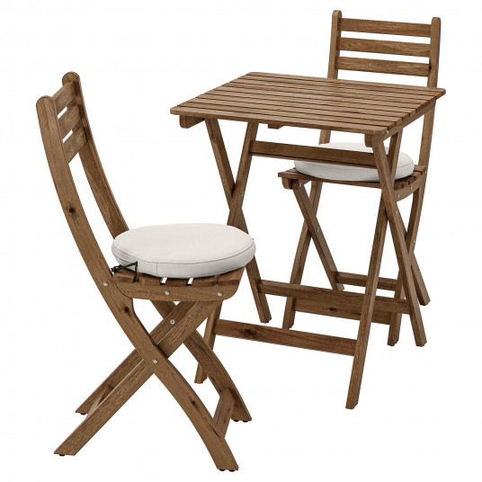 ikea askholmen masa cu 2 scaune pliante exterior vopsit gri maro froson duvholmen bej