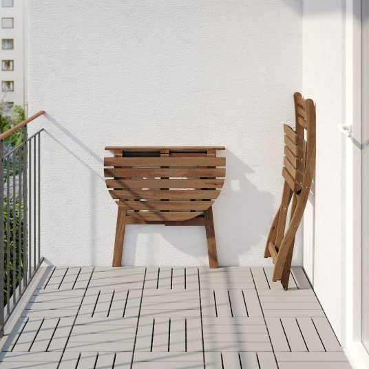Ikea Askholmen Masa Perete Scaun Pliant Exterior Vopsit Gri Maro Kuddarna Bej