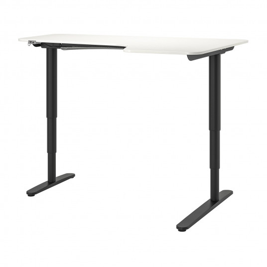 Ikea Bekant Birou Colt Dreapta Alb Negru 160x110 Cm