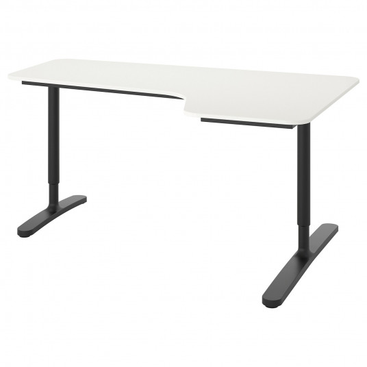 Ikea Bekant Birou Colt Dreapta Alb Negru 160x110 Cm
