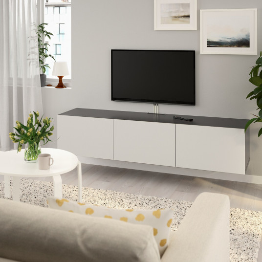 Ikea Besta Comoda Tv Cu Usi Negru Maro Lappviken Gri 180x42x38 Cm