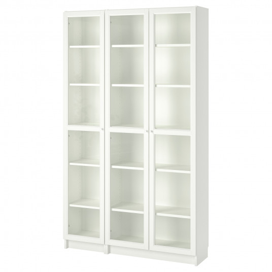 Ikea Billy Oxberg Biblioteca Cu Usi De Sticla Alb 120x30x202 Cm