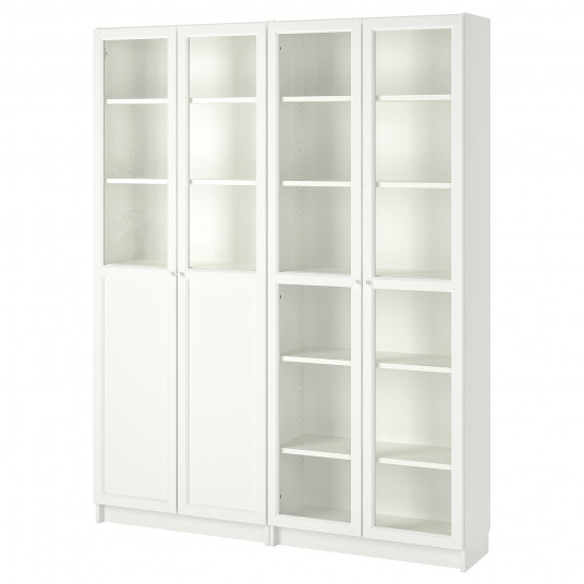 Ikea Billy Oxberg Biblioteca Panou Usa Sticla Alb Sticla