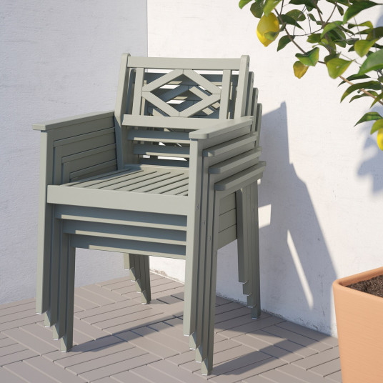 Ikea Bondholmen Masa 4 Scaune Cu Brate Exterior Vopsit Gri