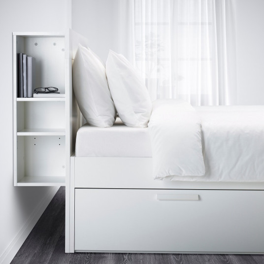 Ikea Brimnes Cadru Pat Cu Depozitare Ti Tablie Alb Lonset