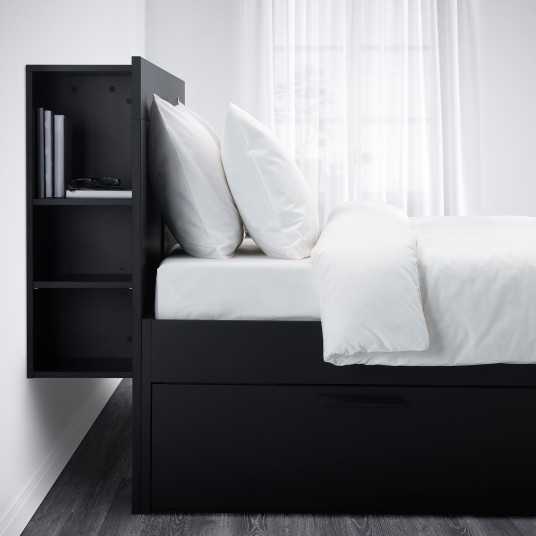 Ikea Brimnes Cadru Pat Cu Depozitare Ti Tablie Negru Lonset