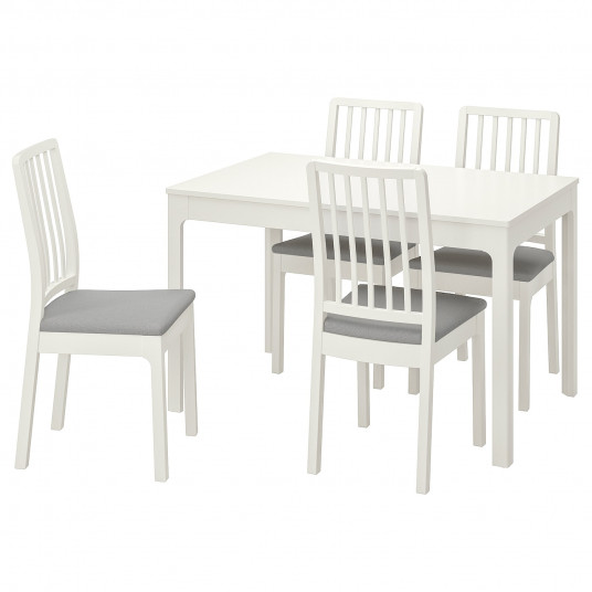 Ikea Ekedalen Ekedalen Masa 4 Scaune Alb Orrsta Gri 120 180 Cm
