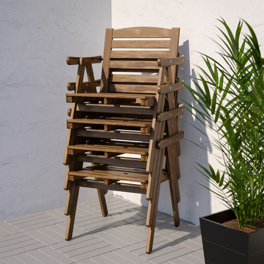 Ikea Falholmen Masa 4 Scaune Cu Brate Exterior Maro Deschis Vopsit Gri Maro