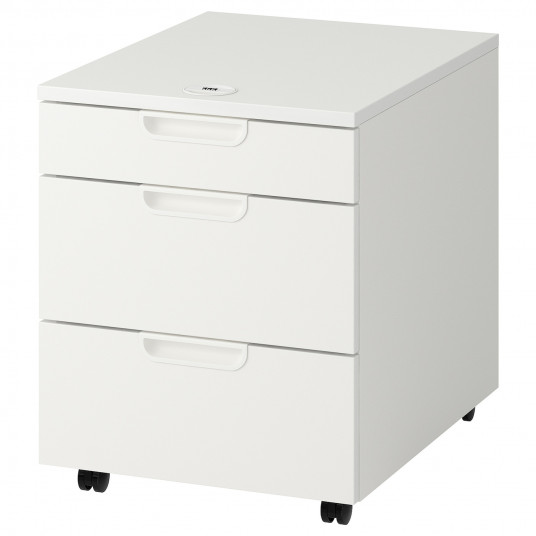 ikea galant comoda cu rotile alb 45x55 cm