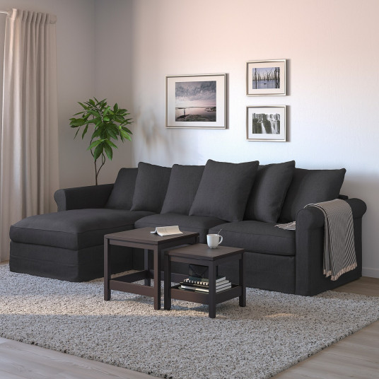 Ikea Gronlid Canapea Extensibila 3 Locuri Cu Tezlong Sporda Gri Inchis