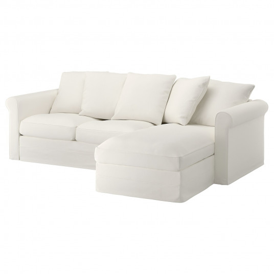 Ikea Gronlid Husa Canapea 3 Locuri Cu Tezlong Inseros Alb