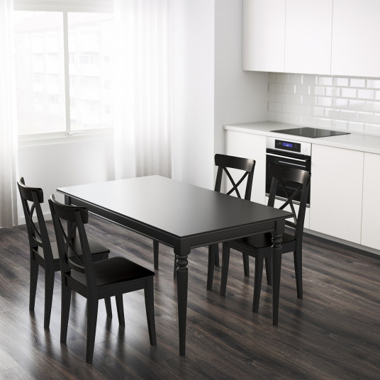 ikea ingatorp masa extensibila negru 155 215x87 cm
