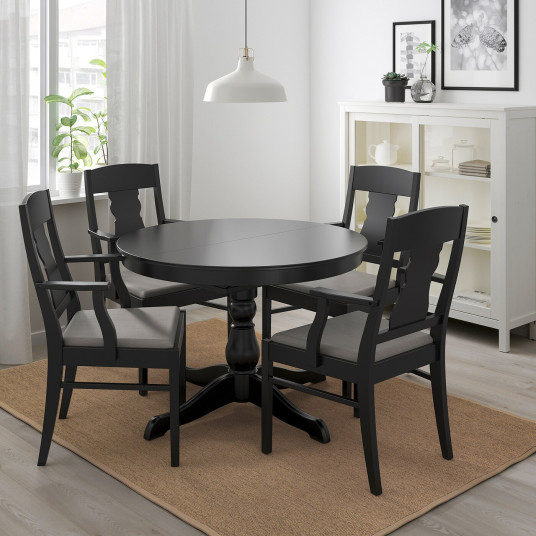 Ikea Ingatorp Ingatorp Masa 4 Scaune Negru 100 155 Cm